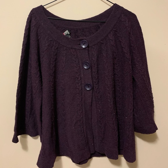 Purple Button Up Cardigan - Picture 1 of 3